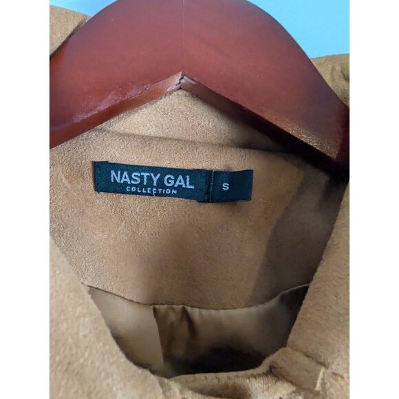 Nasty Gal Women's Camel Tan Fringe Faux Suede Jacket Western Cowgirl Size Small - Picture 6 of 16